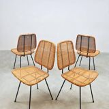 Vintage rare Dutch design rattan dinner chairs Dirk van Sliedregt