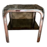 Chrome end table/side table and smoked glass