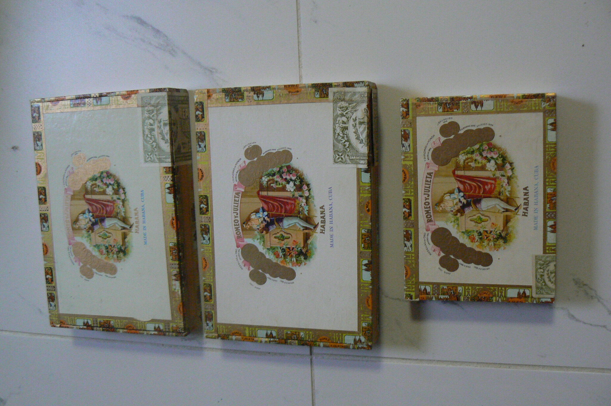 Empty cigar boxes from CUBA (set of 6 boxes)