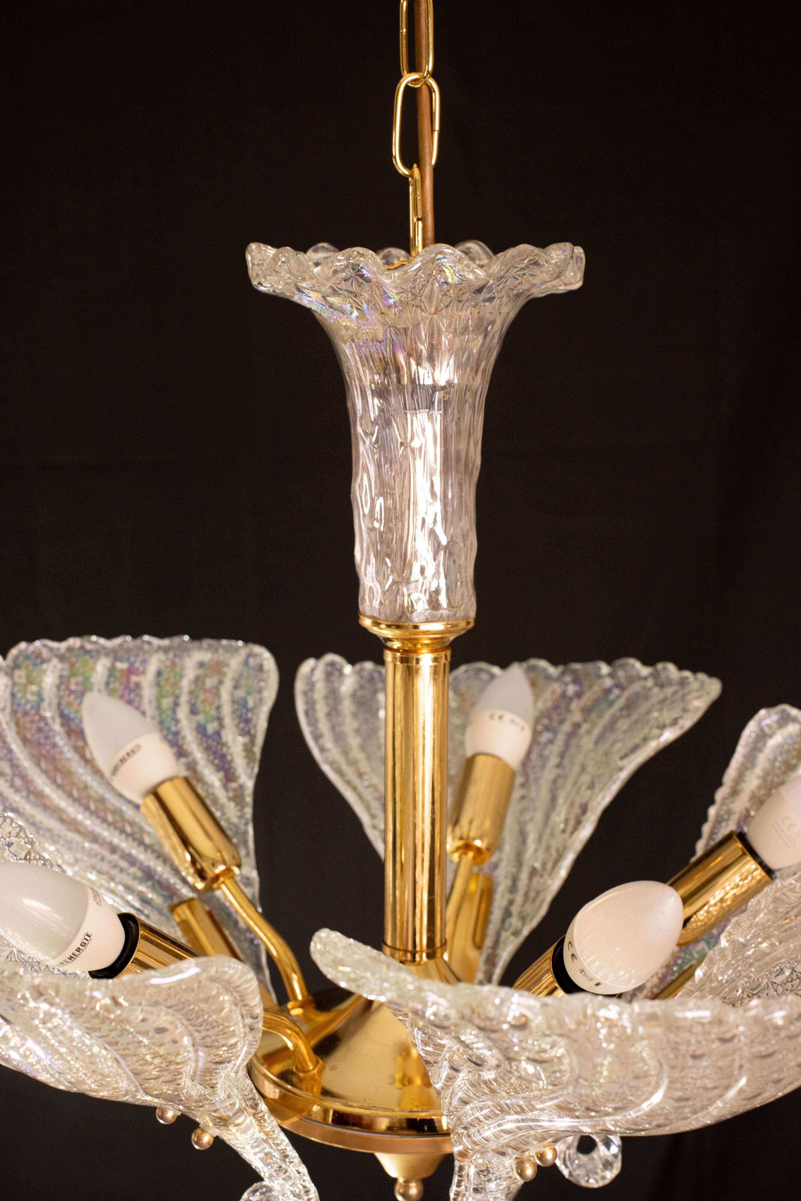 Elegant Murano Candlestick Iridescent Leaves