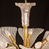 Elegant Murano Candlestick Iridescent Leaves