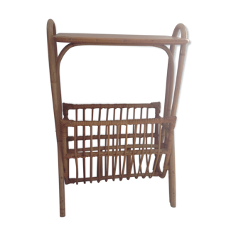 Porte revue vintage en bambou et rotin