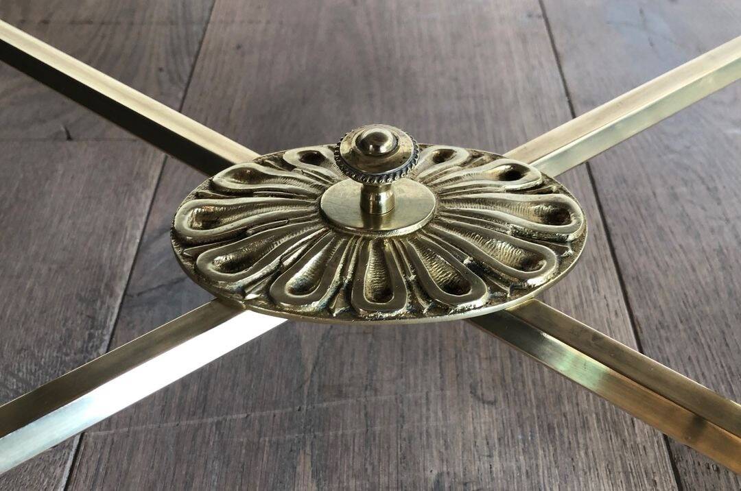Neoclassical Oval Coffee Table in Brass and Carrara Marble, Janse House