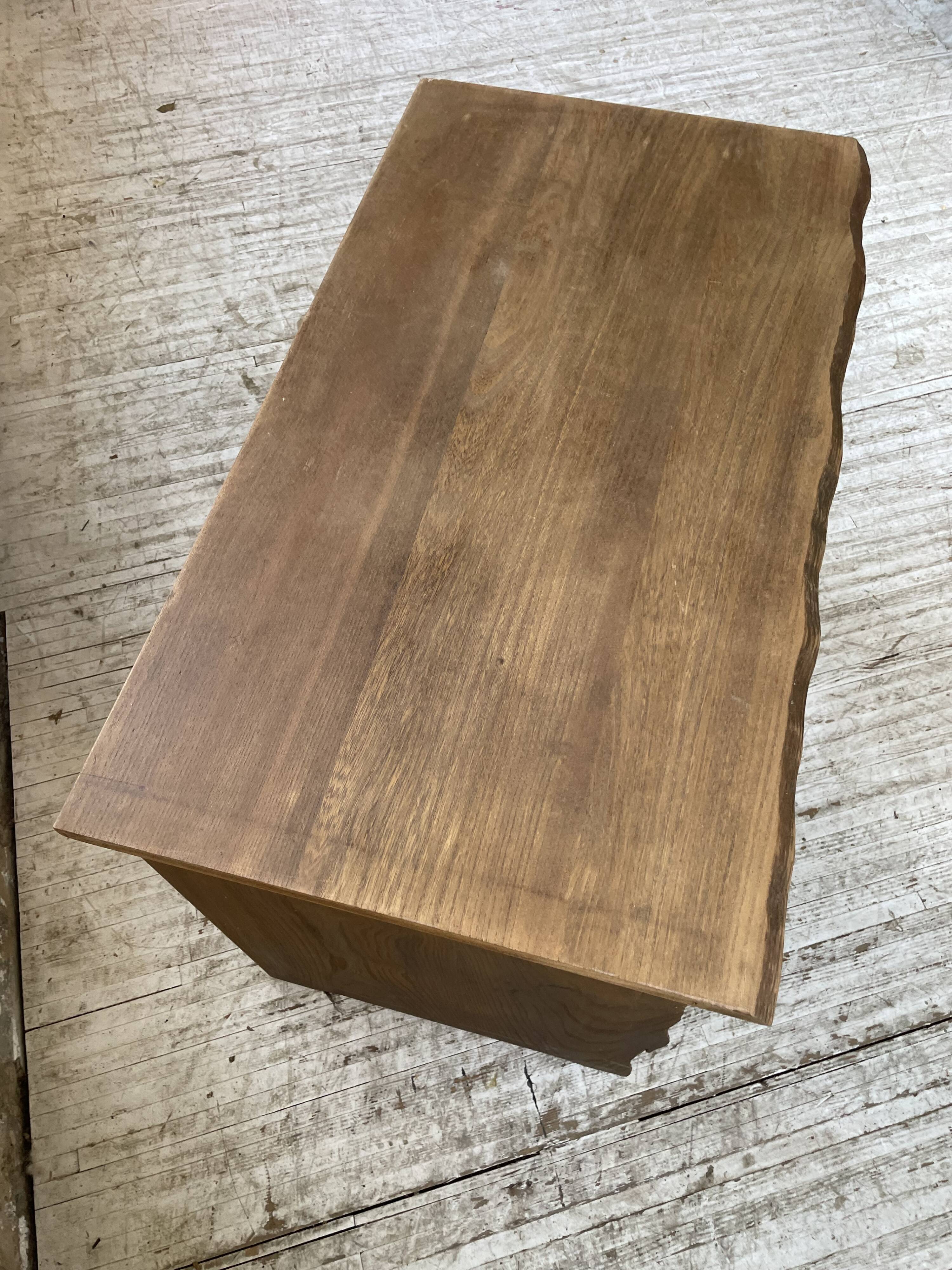 Brutalist desk in elm, signed Aranjou.