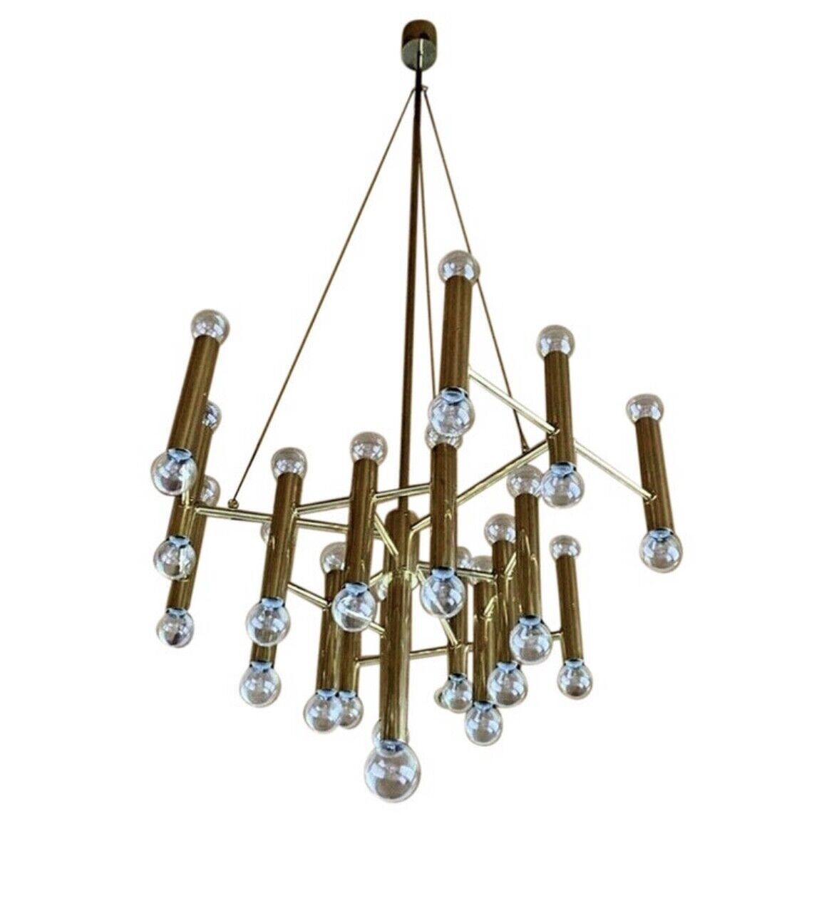 XXL 60s 70s chandelier Gaetano Sciolari for Sciolari Brass with 37 flames