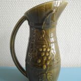 Old earthenware pitcher Sarreguemines wine old french pitcher wine 30s