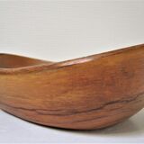 Large fruit cup in vintage carved solid walnut