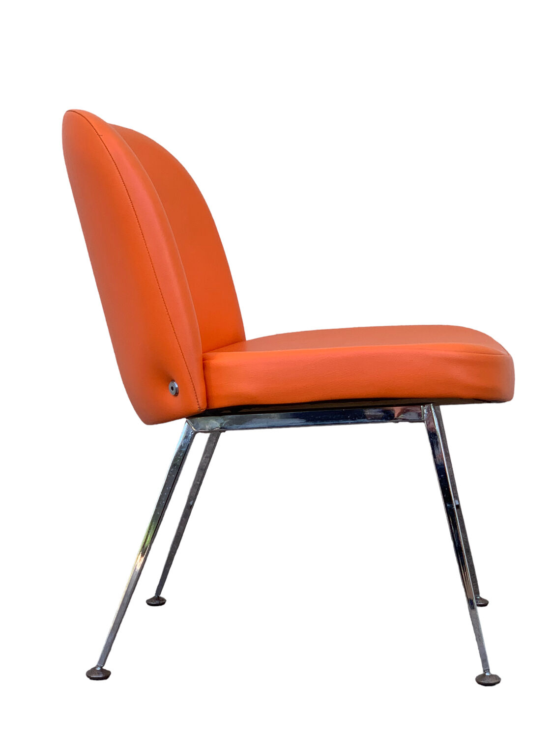 Chauffeuse vintage orange skaï et chrome 1970