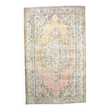 6x9 Turkish Apricot Oriental Vintage Rug, 180x289Cm