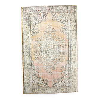 6x9 Turkish Apricot Oriental Vintage Rug, 180x289Cm