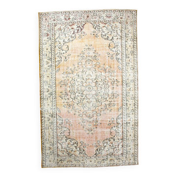 6x9 Turkish Apricot Oriental Vintage Rug, 180x289Cm