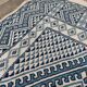 White and blue margoum rug hand-woven in natural wool