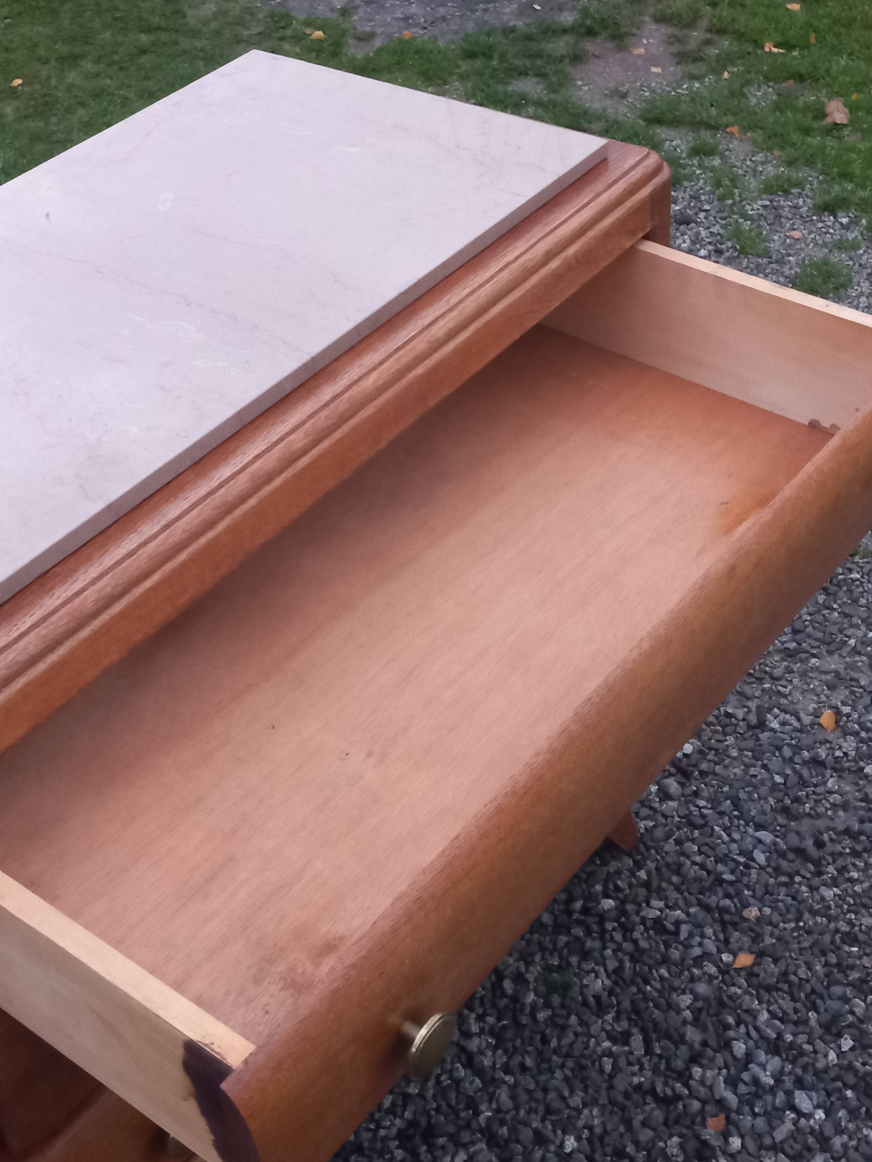 Commode en chêne pieds compas 4 tiroirs, 1950