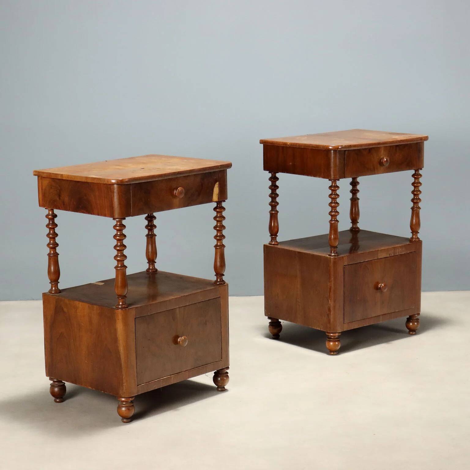 Pair of Louis-Philippe bedside tables in walnut.