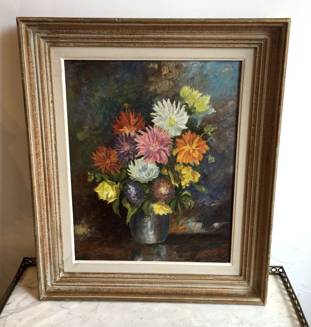 Bouquet of flowers oil on panel