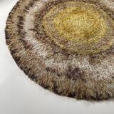 195cm multi-color scandinavian psychedelic batik high pile pop art rya rug 1970s