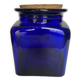 Grand bocal ancien en verre bleu