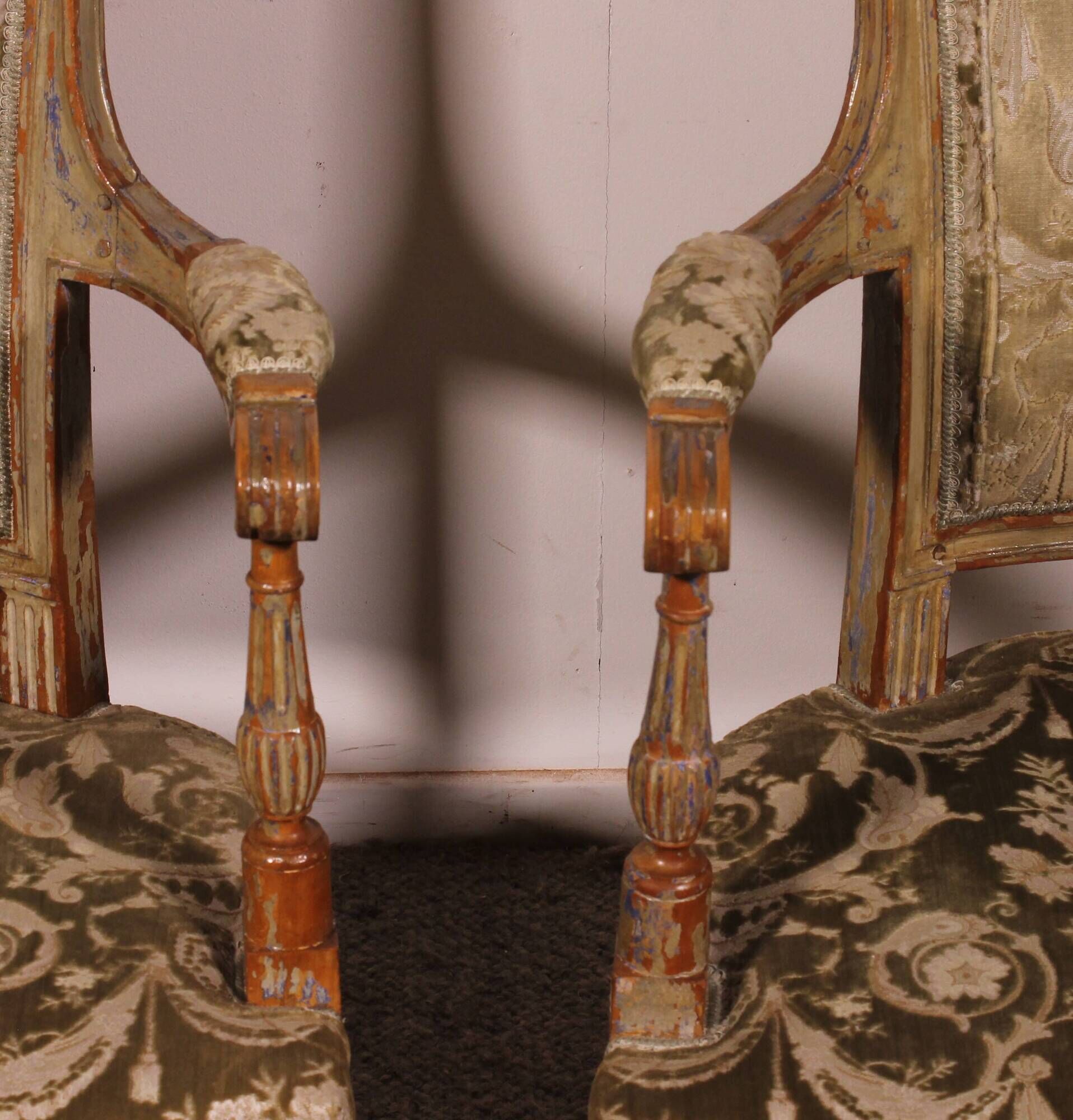 Pair of Louis XVI-style cabriolet armchairs – 18th century