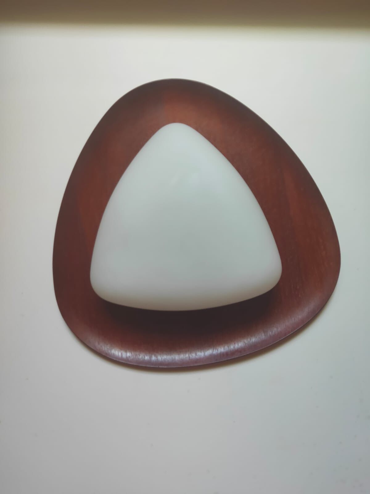 Scandinavian ceiling light in teak and glass