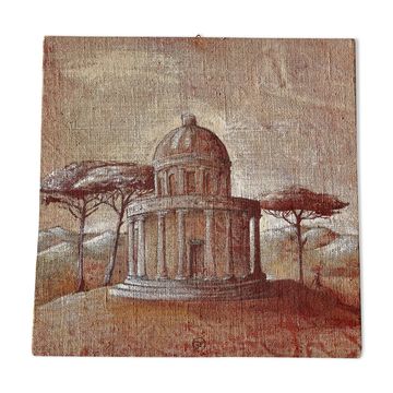 Oil on canvas landscape a l'antique signed gouny et marange