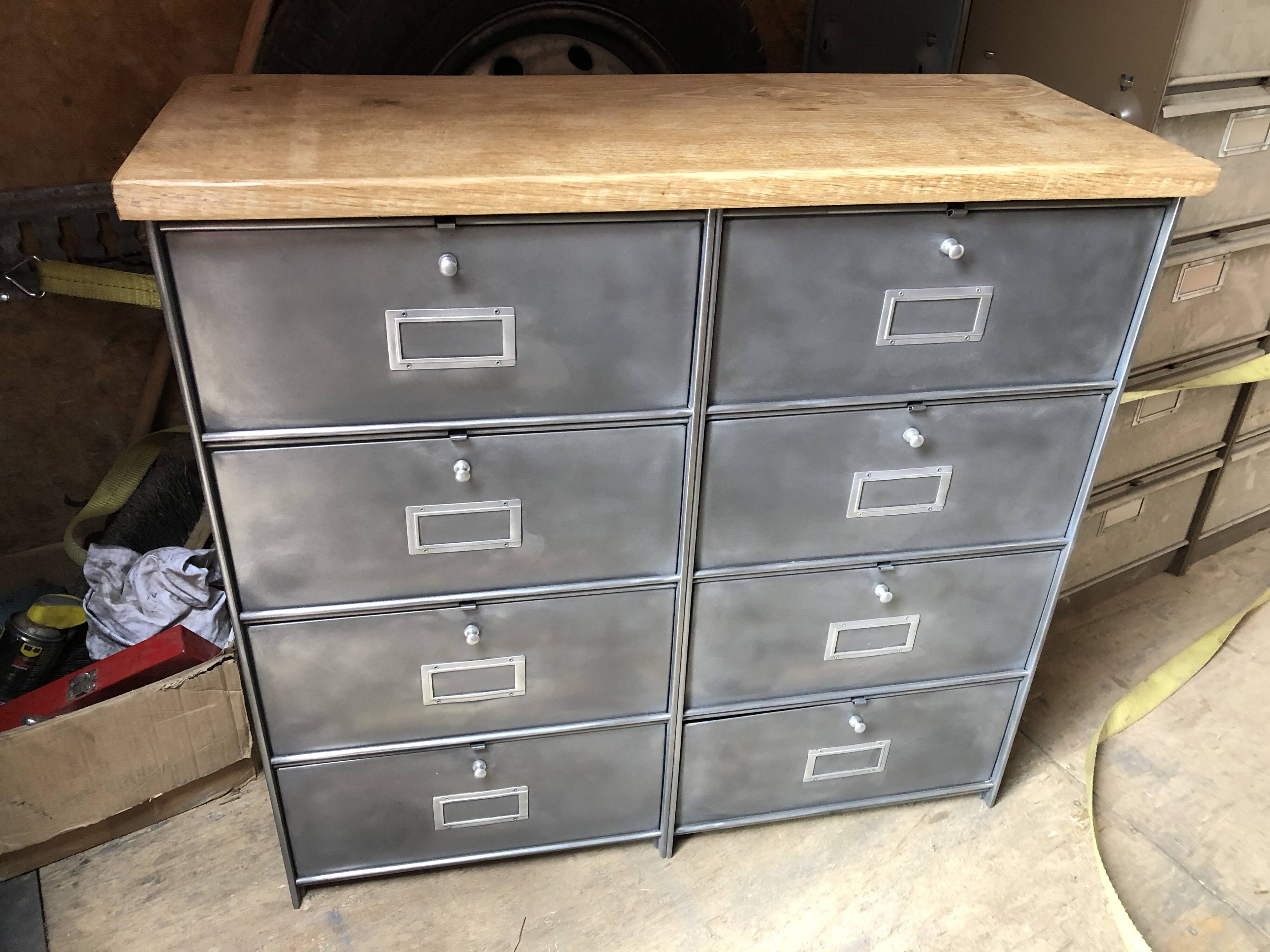 Ronéo industrial wood and metal 8-door cabinet