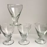 set of 5 glasses with thick bottom feet early twentieth century
