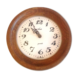 Old round wooden clock, vintage 70