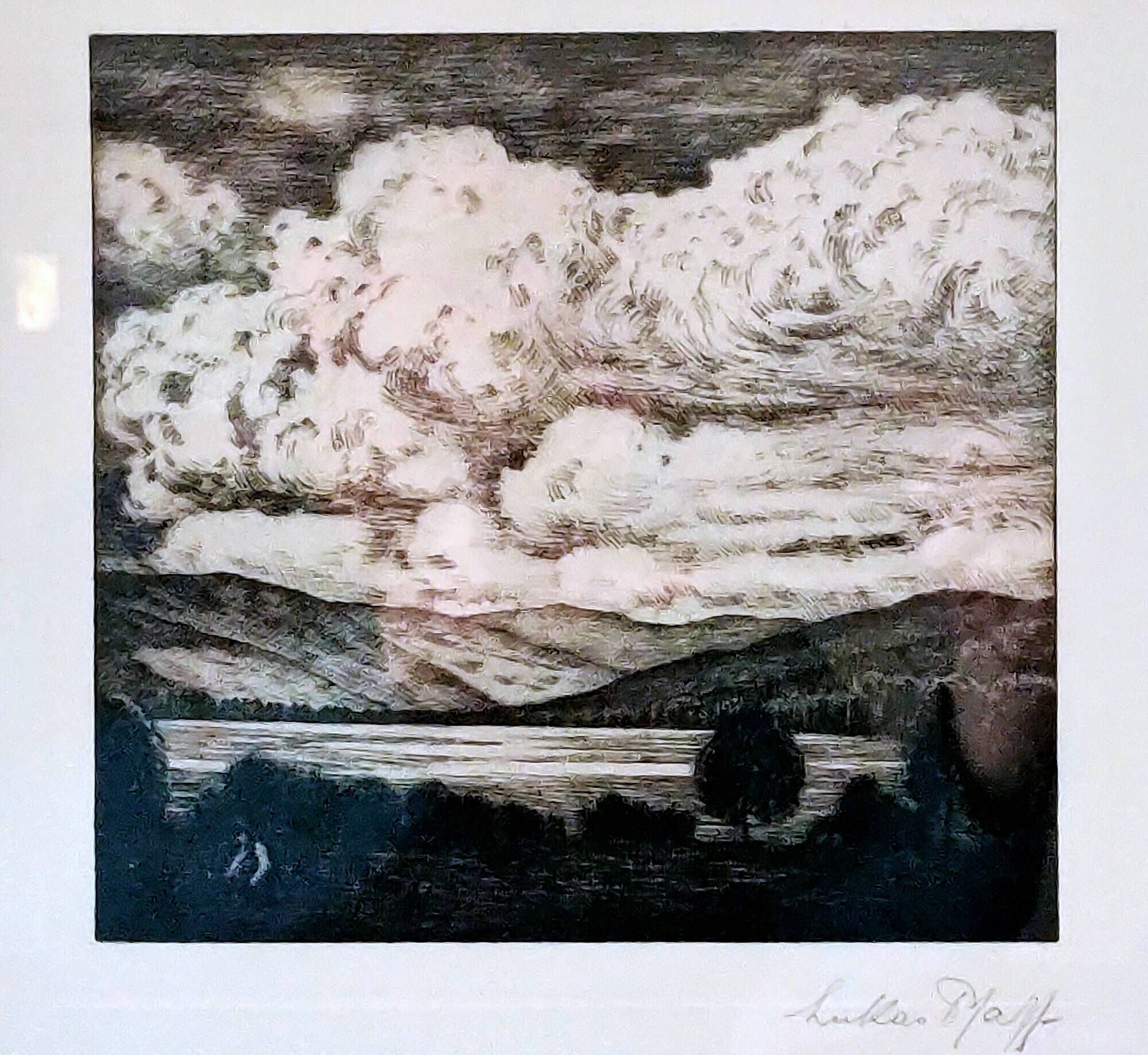 Signed painting by Lukas PFAFF (1901-1963) – Engraving, landscape of the Black Forest, 1950