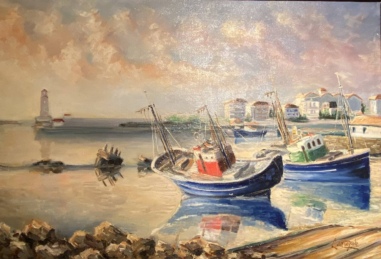 Old painting, Marine signed André Cartayrade (1921-2016)