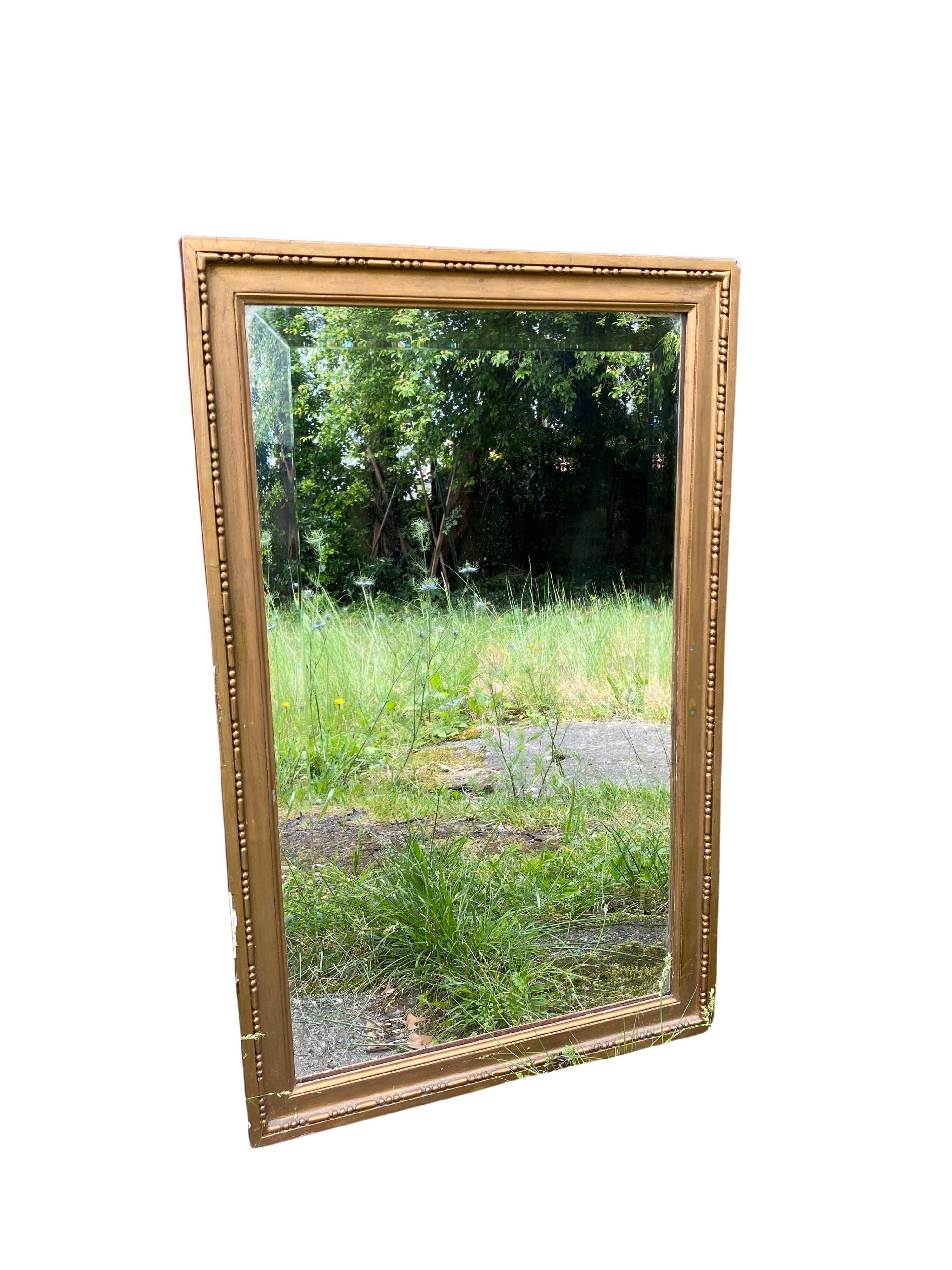 19th Century Beveled Gilded Wood Mirror in Louis XVI Style – 45 x 72 cm