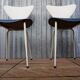 Ensemble de 2 chaises à manger rétro de skai en bleu et blanc