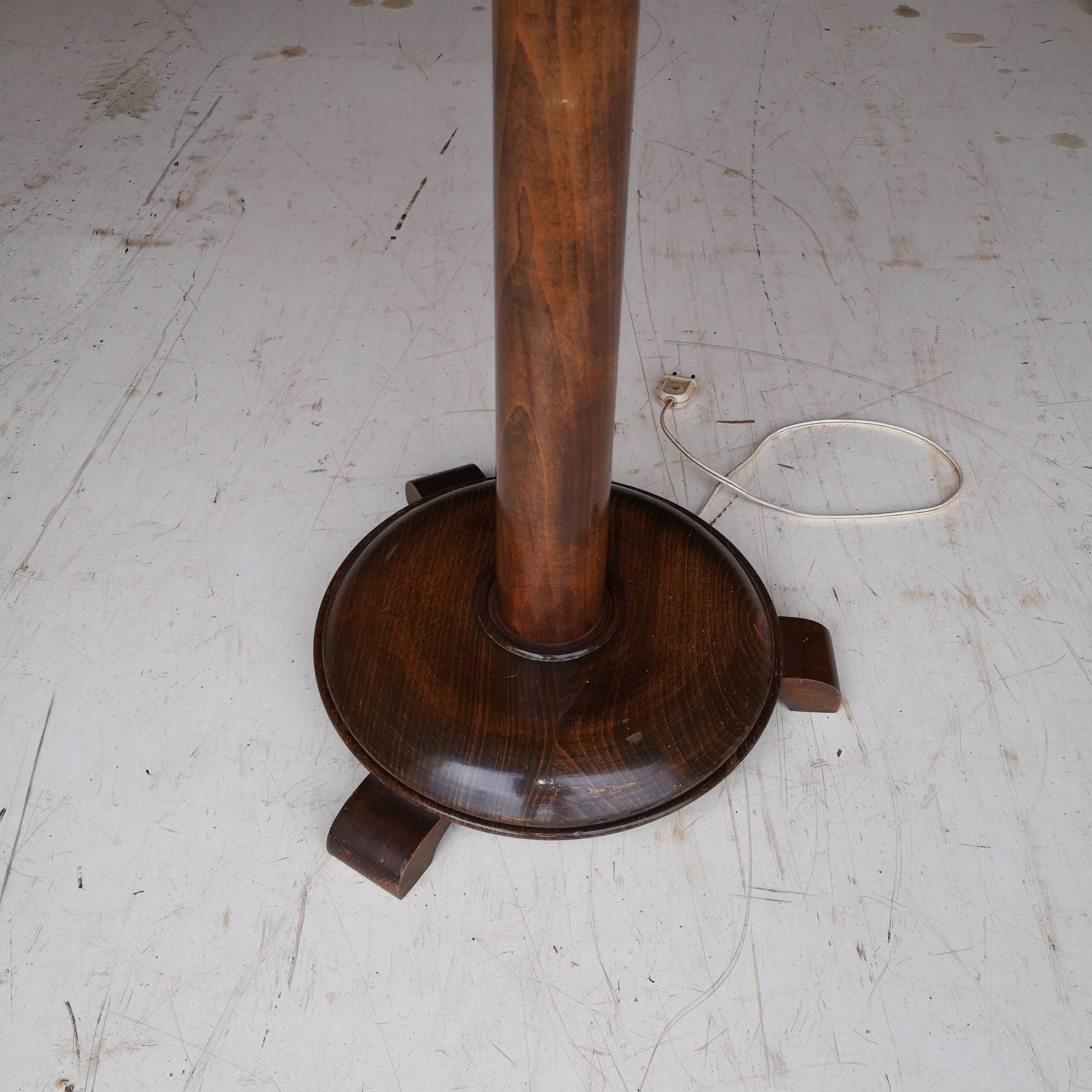 Dudouyt oak floor lamp with swivel shelves, 1940-1950 design