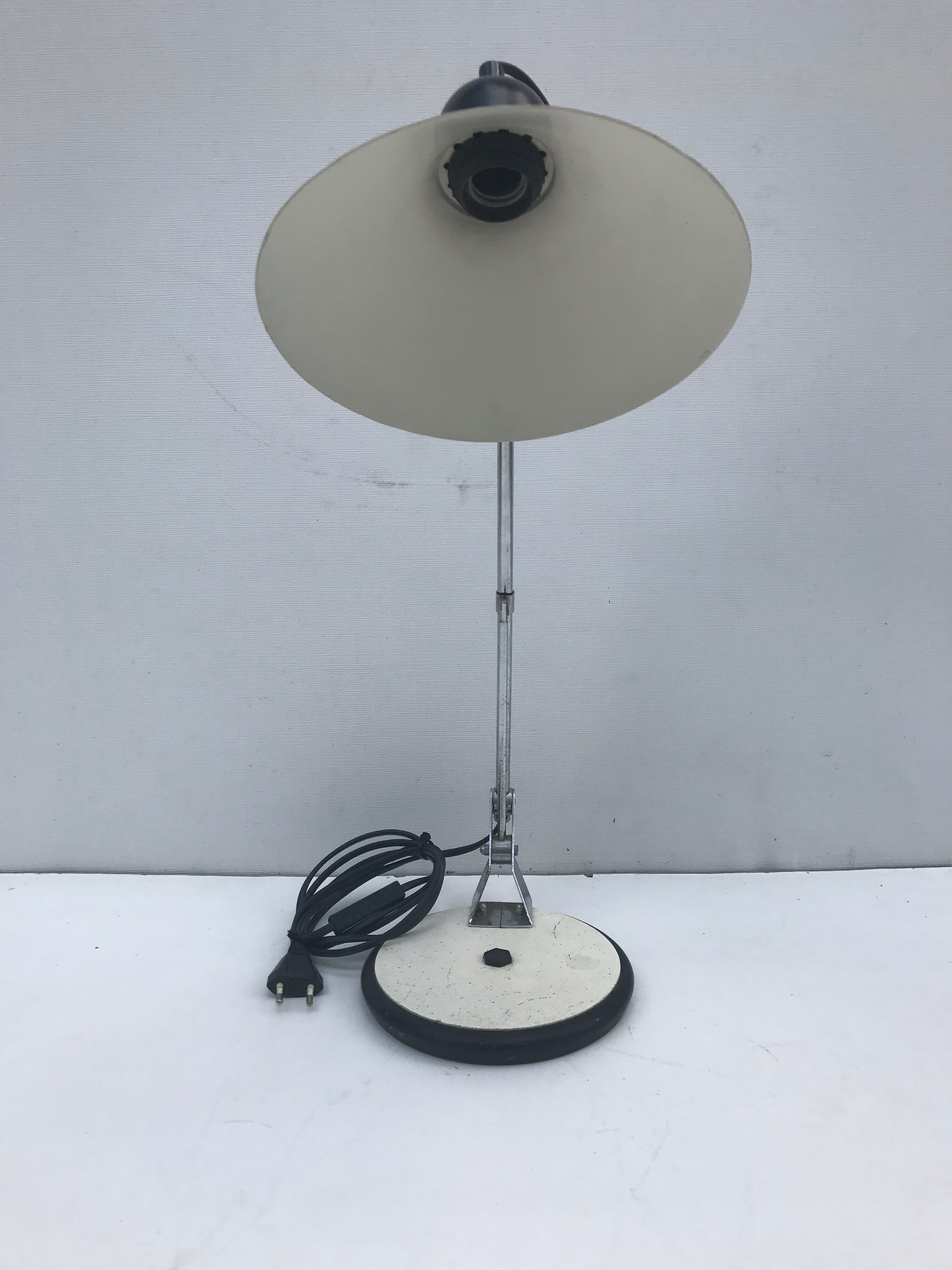 Table Aluminor lamp adjustable white metal and chrome vintage