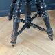 Tabouret de piano en cuir capitonnée et bois noirci