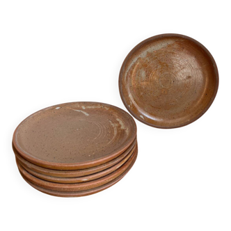 6 flat plates in stoneware