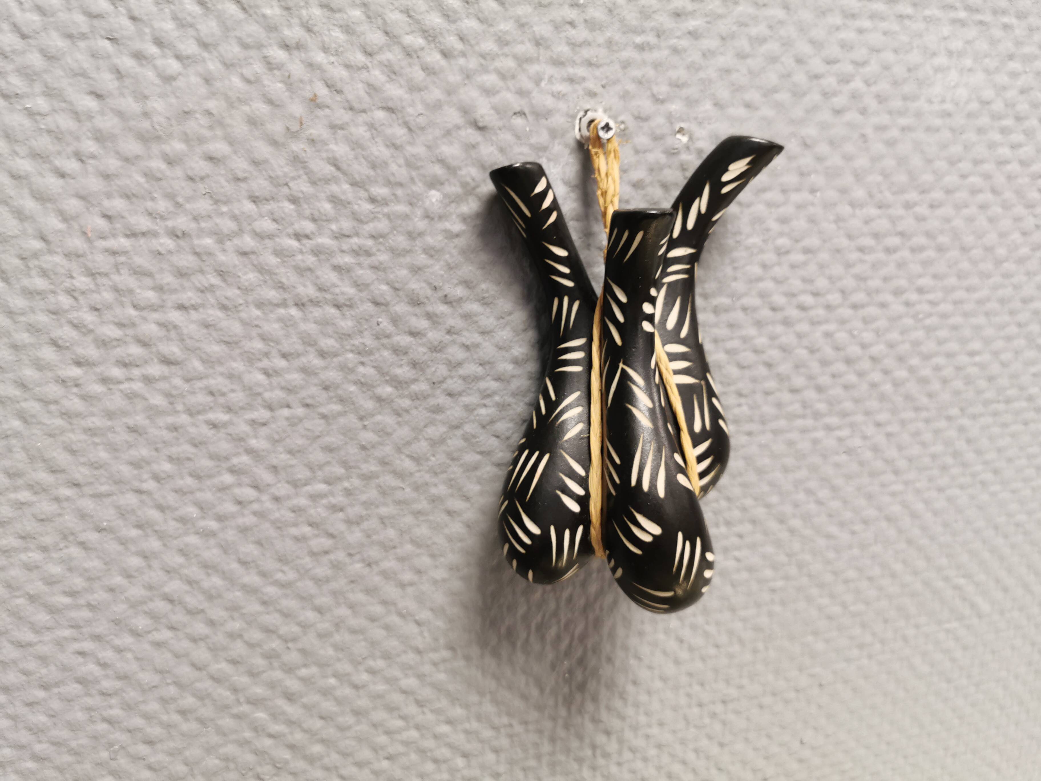 Wall-mounted vase for three small flowers by Loholt ceramics Denmark 70-80s