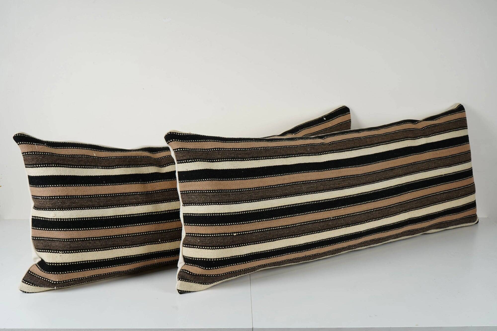 Set of 2 vintage kilim cushion covers 46x122 cm