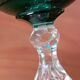2 vintage cut glass coloured stemmed glasses