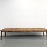 Large XXL farmhouse table in solid pine with 1950s tapered legs.