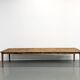 Large XXL farmhouse table in solid pine with 1950s tapered legs.
