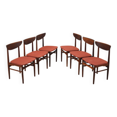 Ensemble de six chaises en palissandre, design danois, années 1970, fabricant : Skovby Møbe