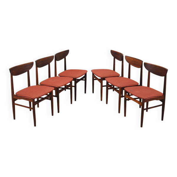 Ensemble de six chaises en palissandre, design danois, années 1970, fabricant : Skovby Møbe