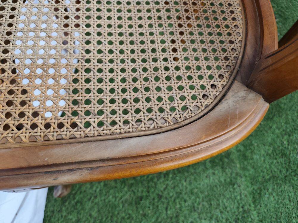 Magnificent Set of 3 Vintage Louis XV Chairs in Carved Solid Wood and Cane