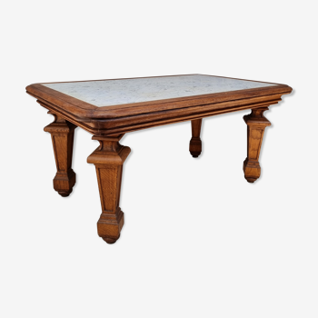 Table en chêne et marbre blanc