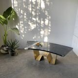 Addor 60s sculptural marble and brass coffee table