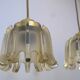 Set of 5 Doria  pendant lights in brass and amber-coloured glass, 1960s