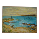 Seaside fisherman painting oil on canvas signed