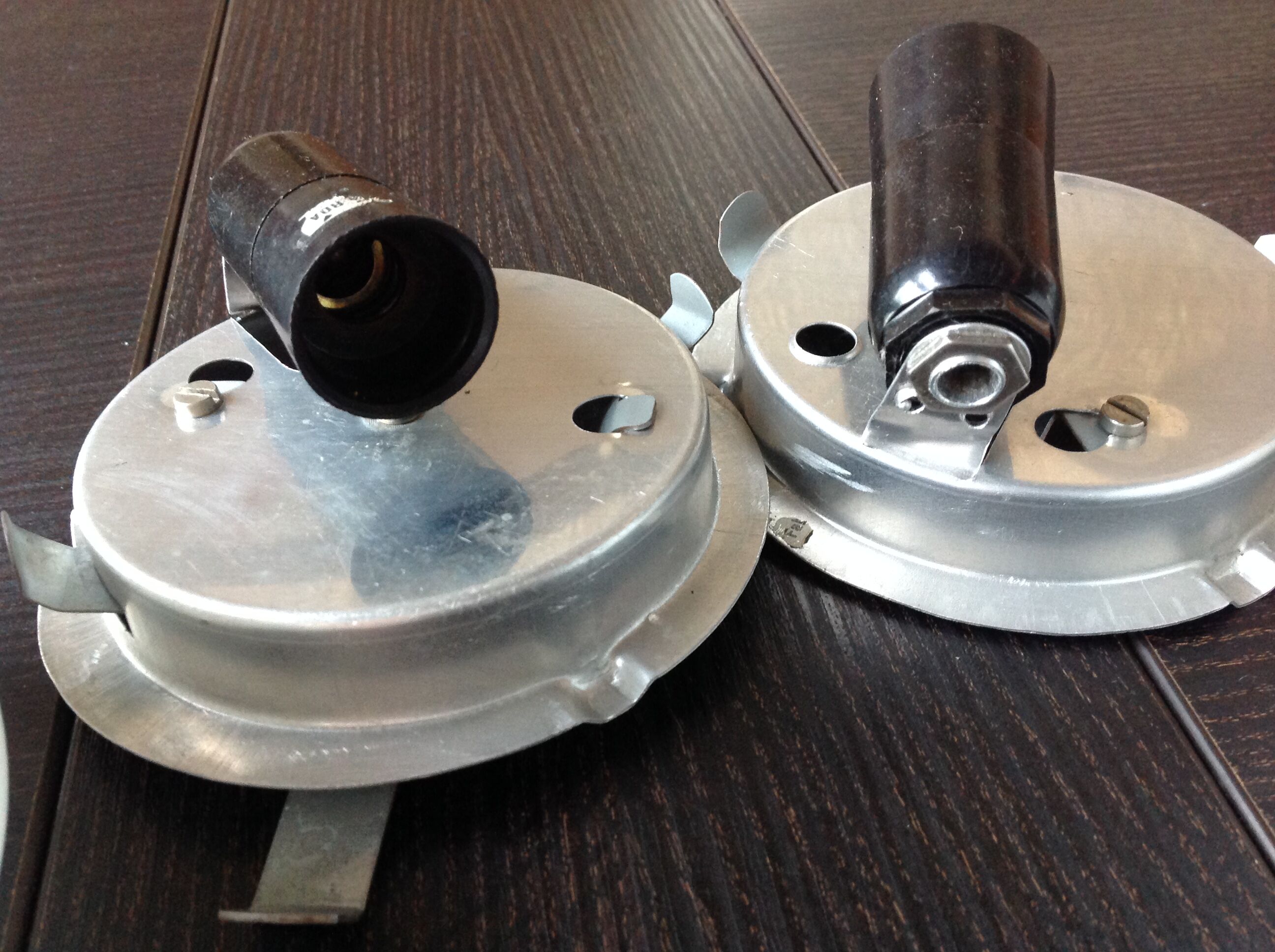 Pair of globe half moon ceiling lights in opaline vintage 60s-70s