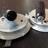 Pair of globe half moon ceiling lights in opaline vintage 60s-70s