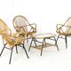 Set of 3 rattan chairs + coffee table - mid century dutch design